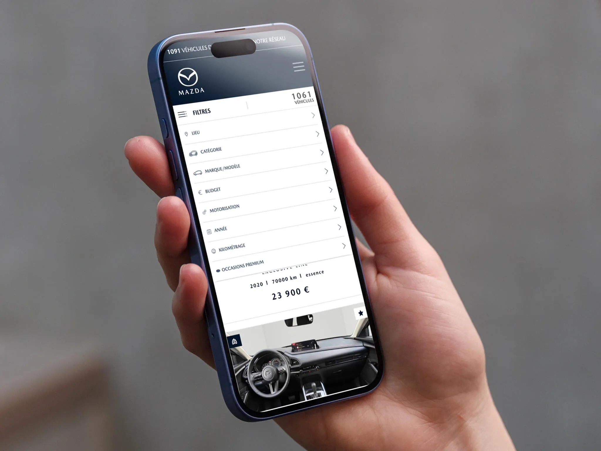 occasions.mazda.fr on mobile