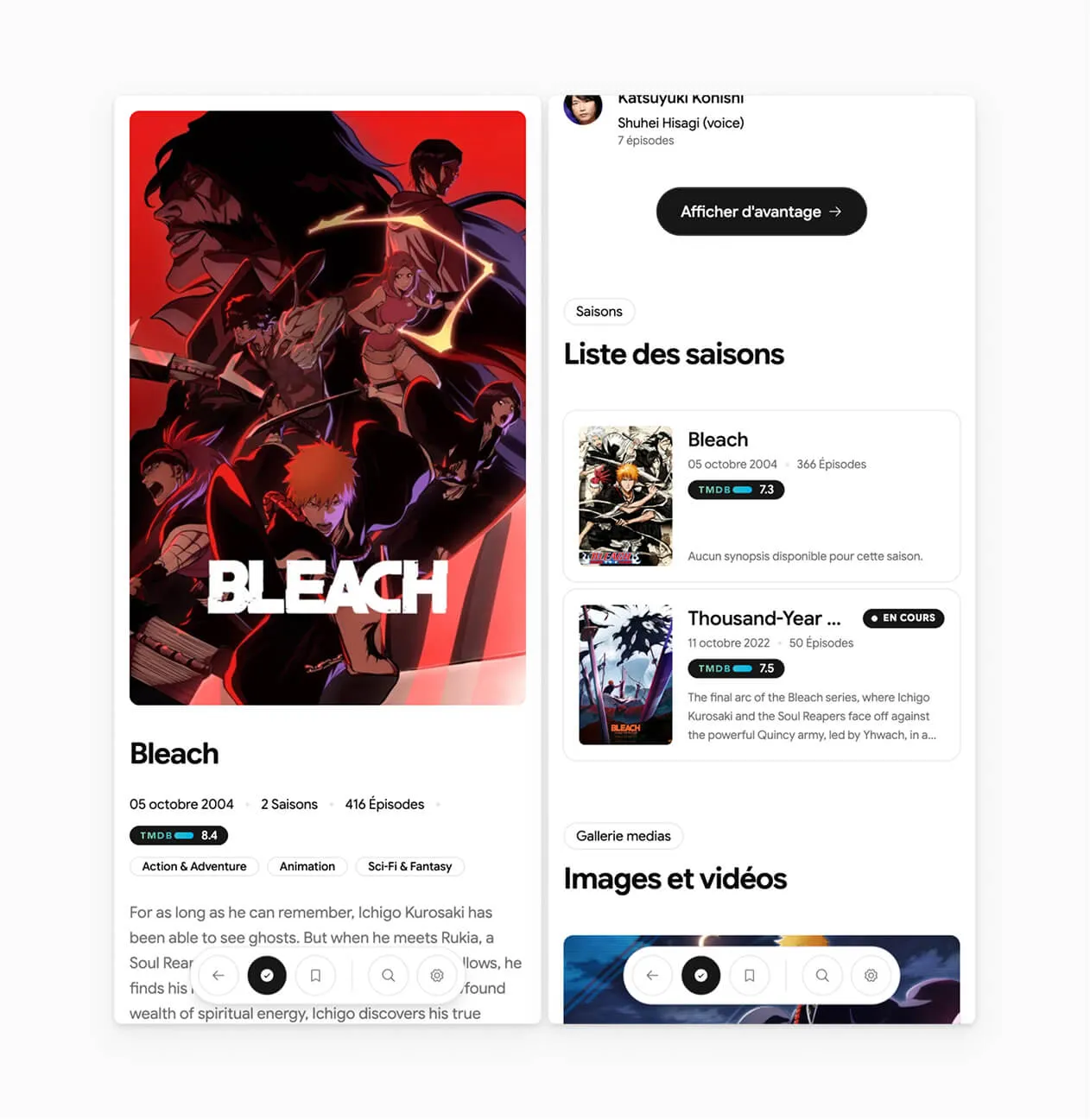Watchr screenshot of anime detail page light